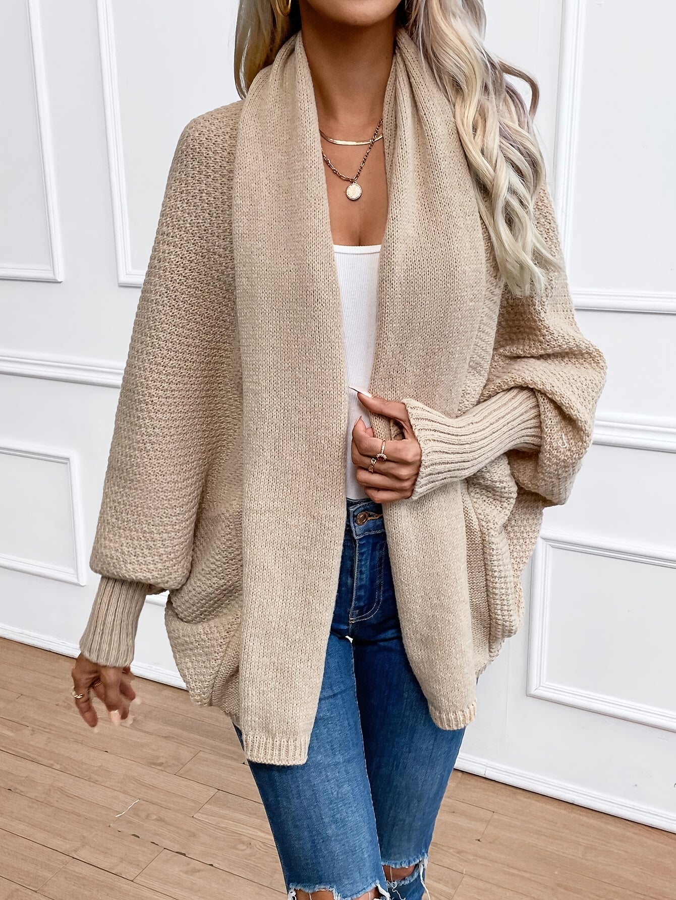 Damesvest Kasjmier Gebreid Warm Lange Mouwen Winter
