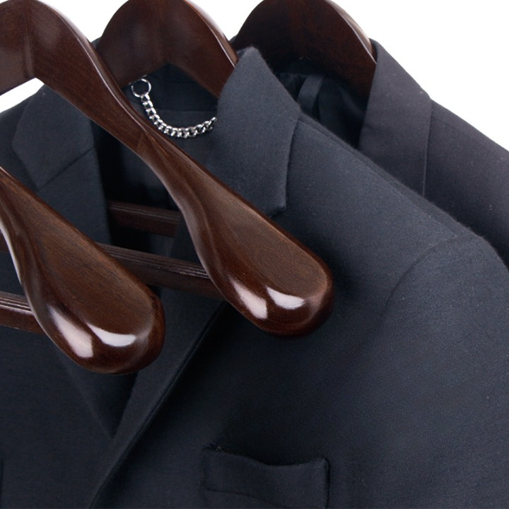 Kledinghangers Hout Metaal Donkerbruin Garderobe Kast Jas Hanger Set Luxe Kledinghanger Antislip Vormbehoud