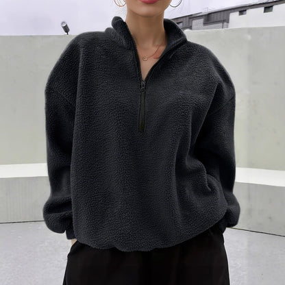 Dames Fleece Trui Warm Zacht met Halve Rits - StudioMarella