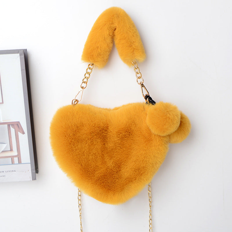 Dames Handtas Plush Hartvorm met Ketting Sluiting