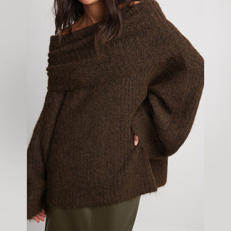 Dames Trui Off-shoulder Warme Gebreide Trui voor Vrouwen