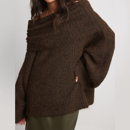 Dames Trui Off-shoulder Warme Gebreide Trui voor Vrouwen