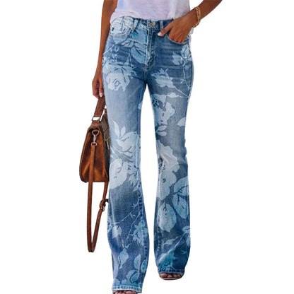 Hoge Taille Jeans Dames 4 Knopen Flare Model