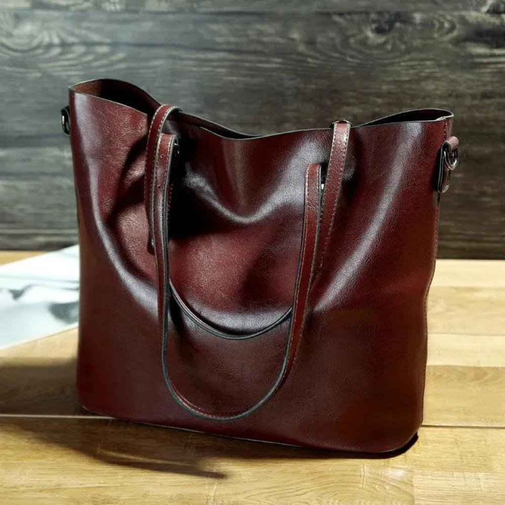 Vintage Leren Schoudertas Dames met Verstelbare Riem Echt Leder Handtas Klassiek Retro Design Elegante Dagtas