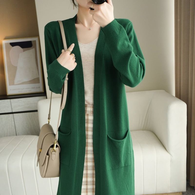 Dames Gebreide Vest Lange Stijl Trendy Kleding