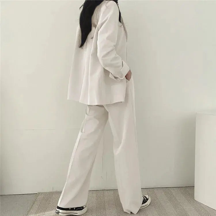 Dames Blazer Set met Rechte Broek Elegante Outfit