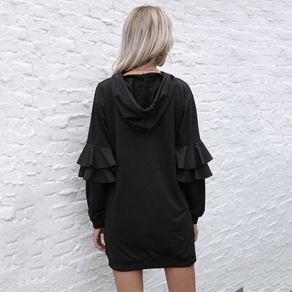 Dames Hoodie Jurk Zacht met Pofmouwen Comfortabel