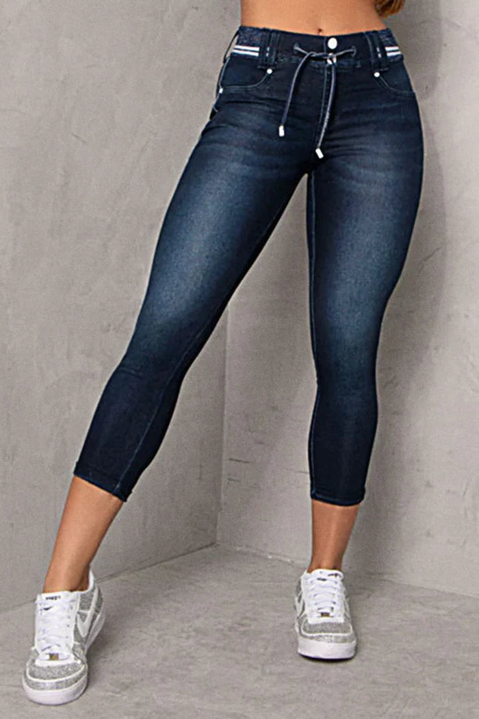 Dames Broek Met Trekkoord en Dubbele Knoopsluiting