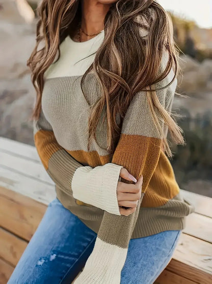 Kleurrijke Crew Hals Trui Warme Winter Pullover