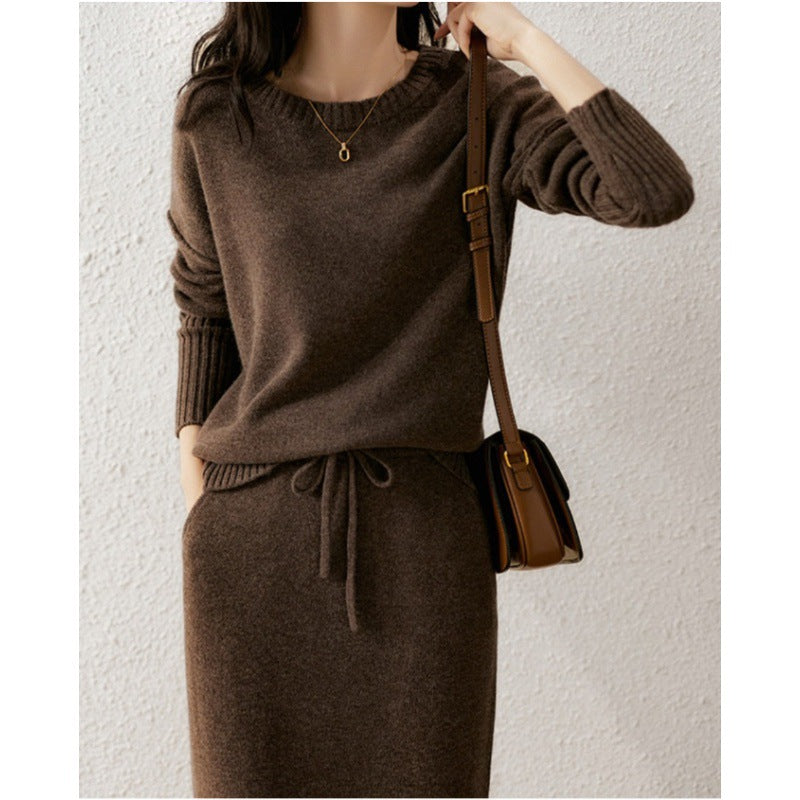 Dames Gebreide Rok en Trui Set Stijlvol Warm