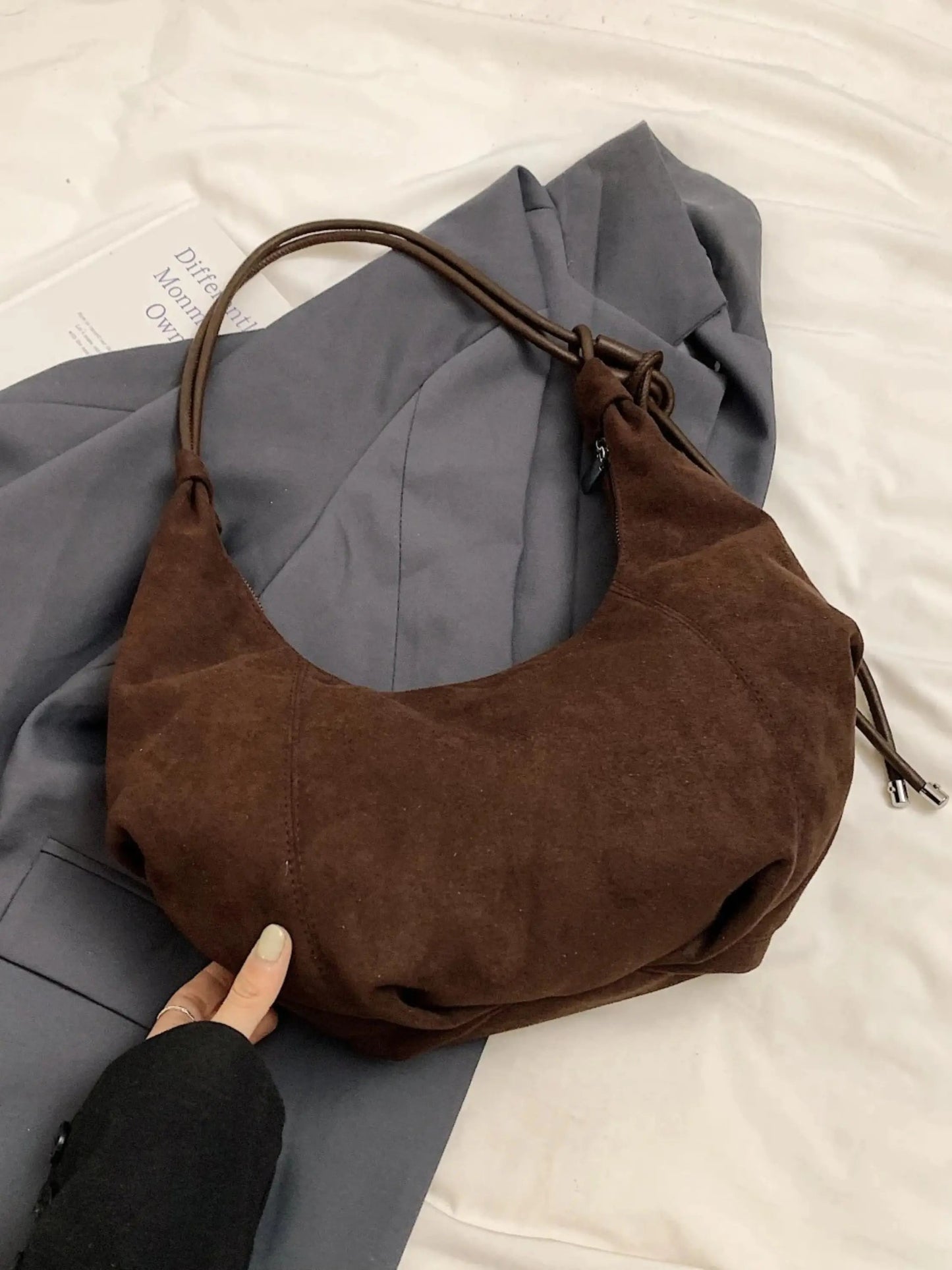 Suède Schouder tas Boho Stijl met Leuke Details