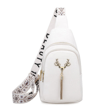 Dames Crossbody Tas Hertenprint Met Kwastjes Leer