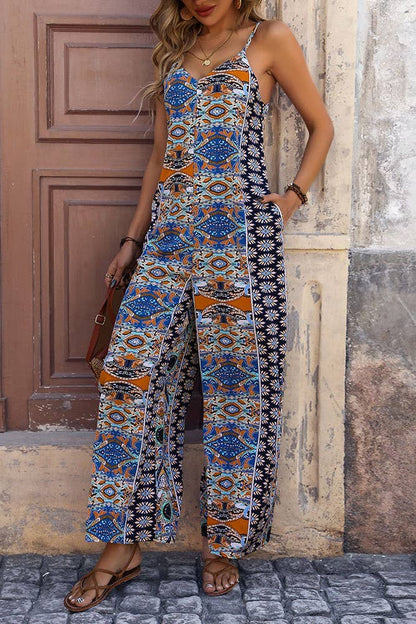 Vrouwen Jumpsuit Ethische Kleding V-Hals Gedrukt