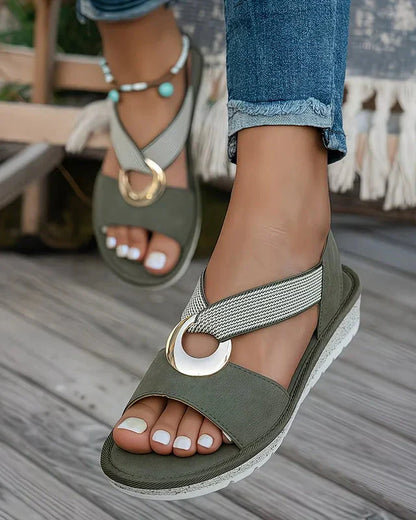 Dames Platte Sandalen Met Gesp Sluiting