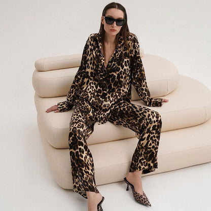 Dames Pyjama Set Zacht met Panterprint Tweedelig