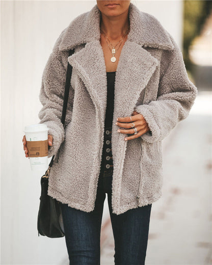 Dames Teddyjas Zwart Wollen Ritsjas Trendy