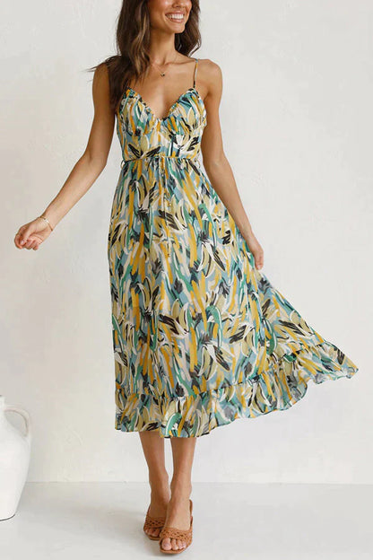 Midi Jurk Zomerjurk Vrouwelijk Kleurrijk Kort Model