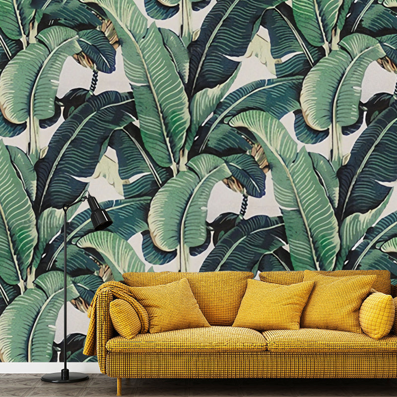 Tropische Bananenbladeren Wandmuurschildering – Groene Botanische Fotobehang voor Woonkamer, Slaapkamer & Kantoor | Op Maat Gemaakt