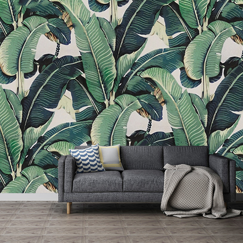 Tropische Bananenbladeren Wandmuurschildering – Groene Botanische Fotobehang voor Woonkamer, Slaapkamer & Kantoor | Op Maat Gemaakt