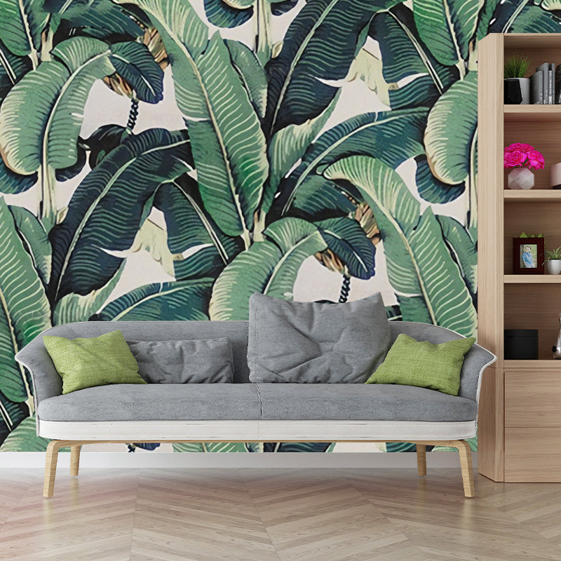 Tropische Bananenbladeren Wandmuurschildering – Groene Botanische Fotobehang voor Woonkamer, Slaapkamer & Kantoor | Op Maat Gemaakt