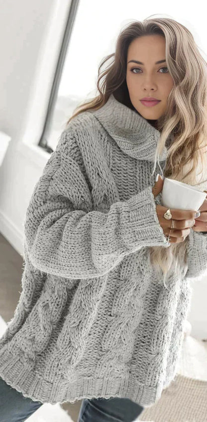 Oversized Trui Zacht Warme Hoge Hals Grotere Maten