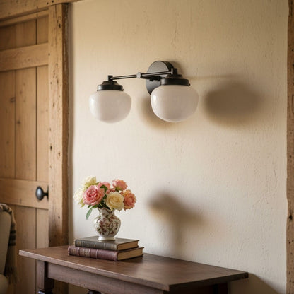 Globe Wandlamp Klassieke Badkamer Schoolhouse Verlichting Mat Opaal Glas voor Spiegel en Wastafel