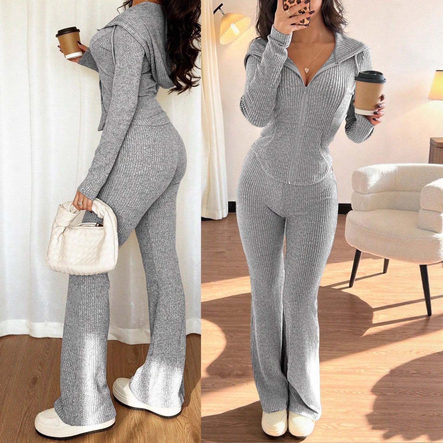 Dames Lounge Set Zacht en Warm met Broek en Vest