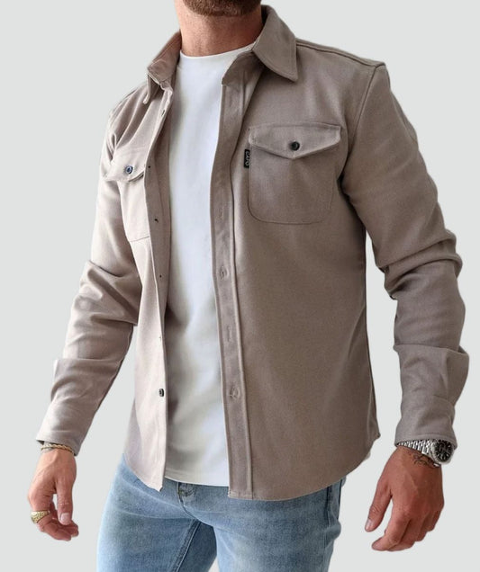Heren Overhemdjas Casual Met Knoopsluiting Borstzakken - StudioMarella