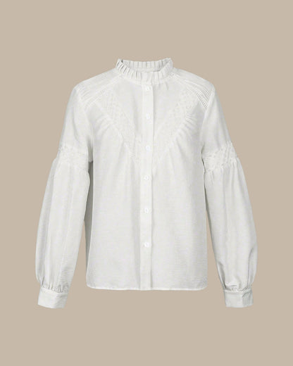 Vrouwelijke Blouse met Ruches en Golfde details - StudioMarella