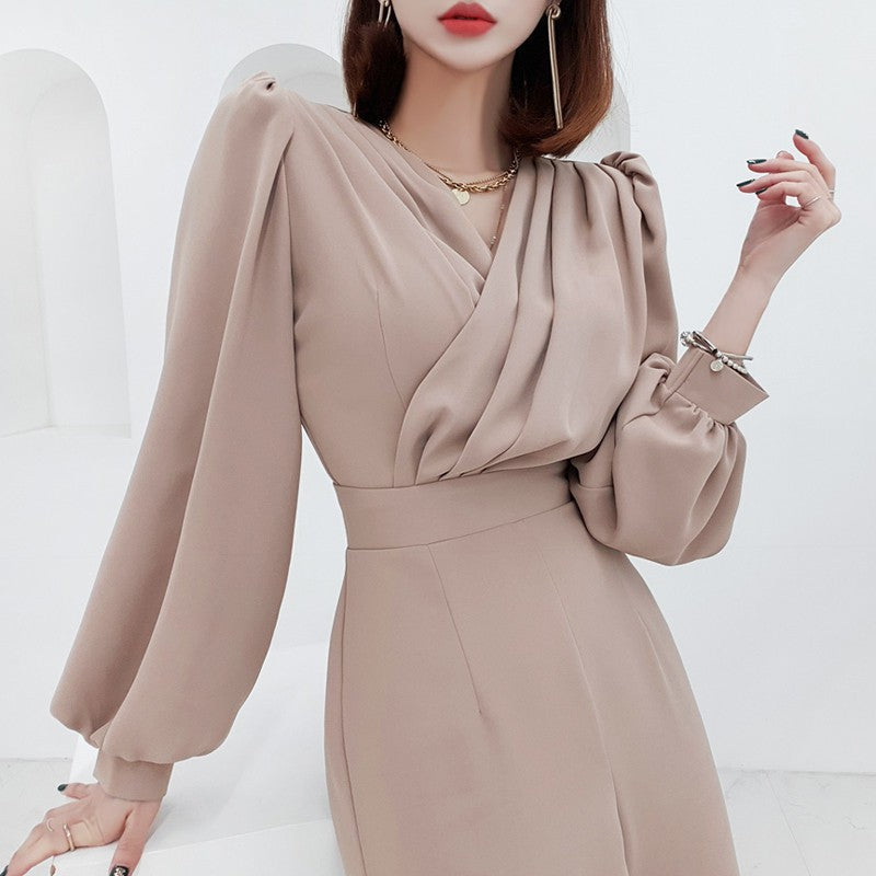 Dames Jumpsuit Hoge Taille V-Hals Elegante Jurk