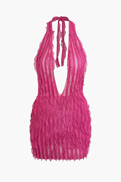 Korte Transparante Mini-jurk Diepe Halslijn Sexy Dame
