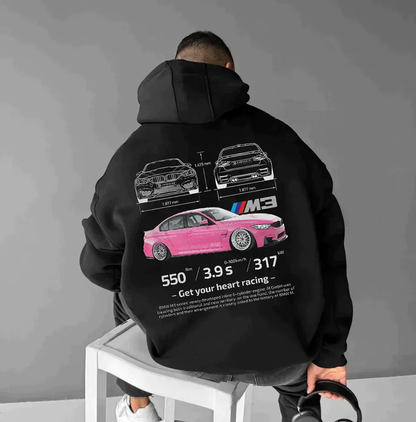 Sport Hoodie met Auto Print en Stoere Tekst