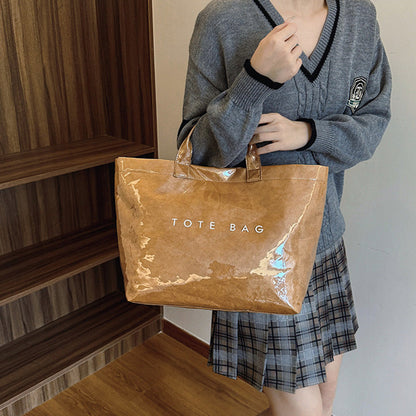 Leren Tote Bag Amber Kleur Luxe Lakleer