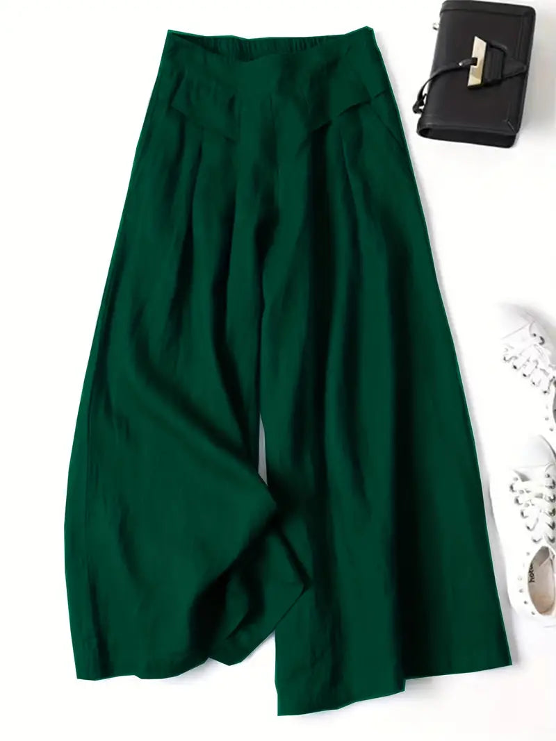 Wijde Linnen Broek Hoge Taille Zomerse Stijl