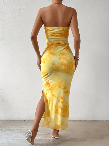 Avondjurk Bodycon Zonder Schouderbanden Hoge Split