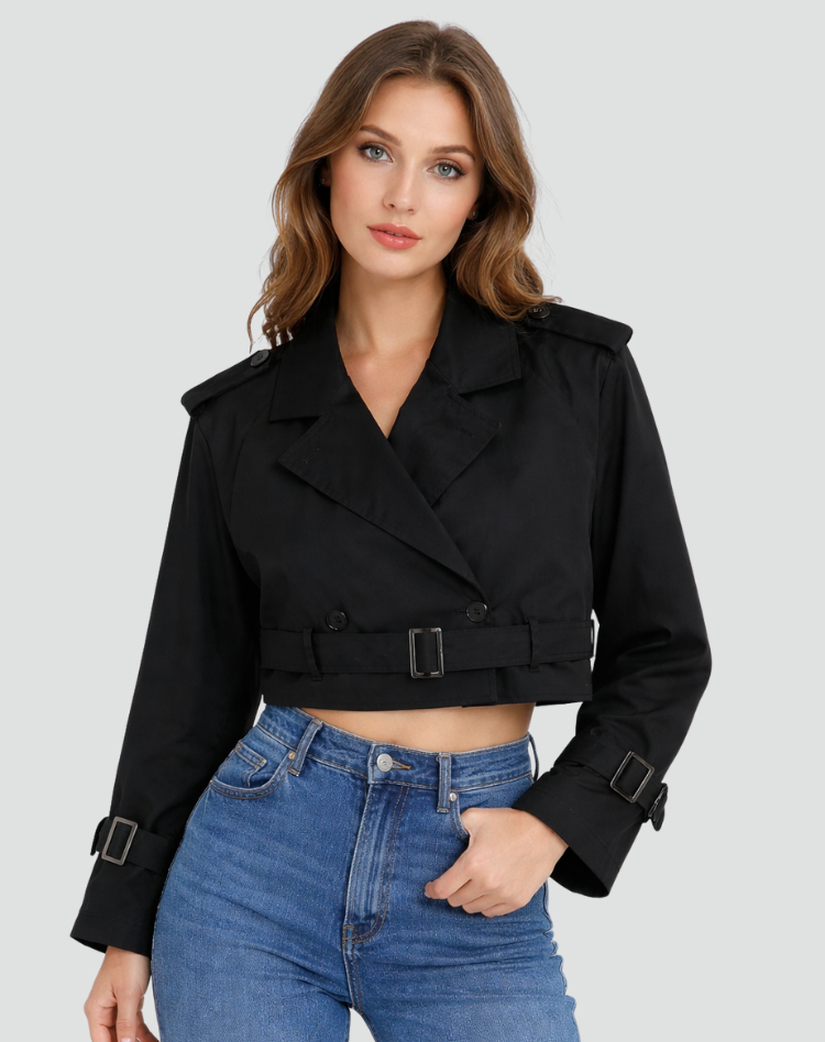 Korte Trenchcoat Dames Regular Fit Katoen