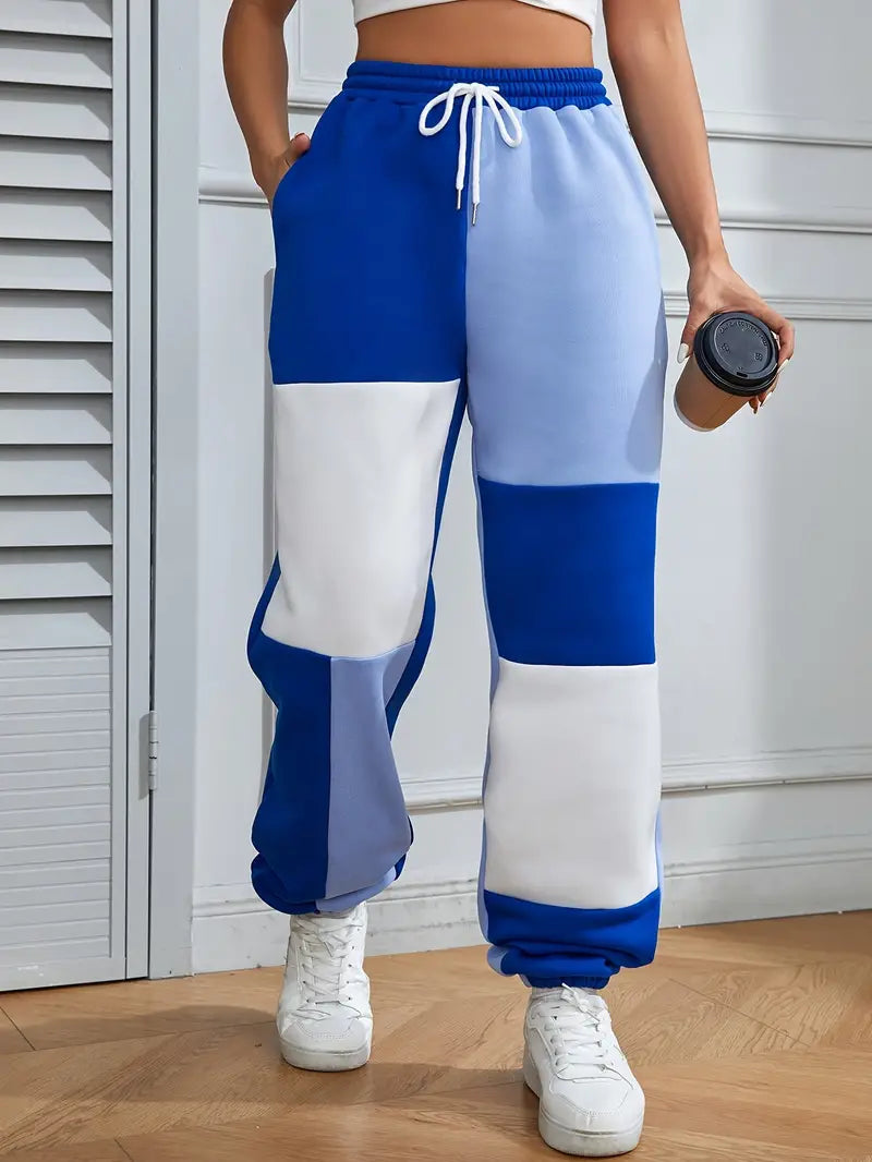 Joggerbroek Met Koord Losse Zittende Broek Kleur Blok - StudioMarella