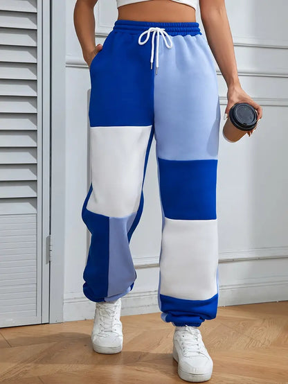 Joggerbroek Met Koord Losse Zittende Broek Kleur Blok - StudioMarella