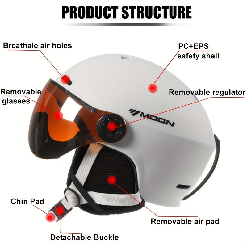 Skihelm PC+EPS Zwart met Vizier Verstelbaar Wintersport Ski Snowboard Beschermhelm met Afneembare Onderdelen