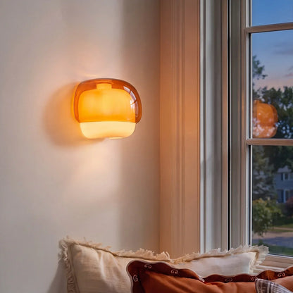 Moderne Glazen Wandlamp met Dubbele Paddenstoelkap – Kleurrijk Accent voor Slaapkamer en Gang