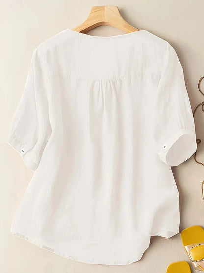 Zomerblouse Vrouw Zonnestraal Licht Katoen