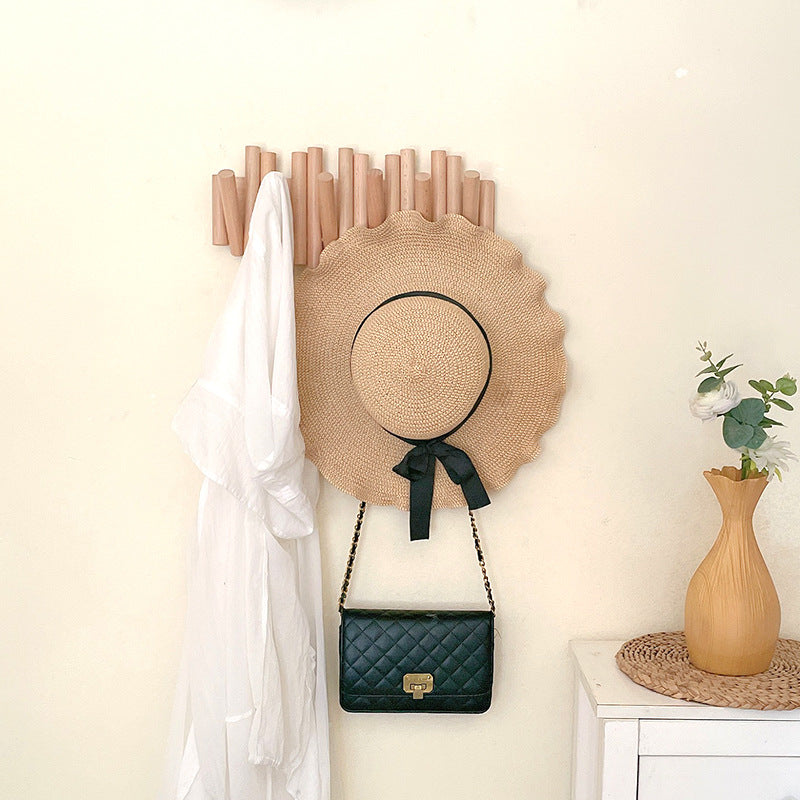 Wandkapstok met Intrekbare Haken – Natuurlijk Hout – Minimalistisch Design – Klap-in Systeem