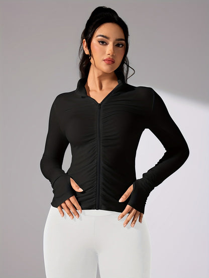 Vrouwelijke Sportjack Lange Mouwen Casual Stijl → Sportjack Vrouw Lange Mouwen Waterdicht Casual