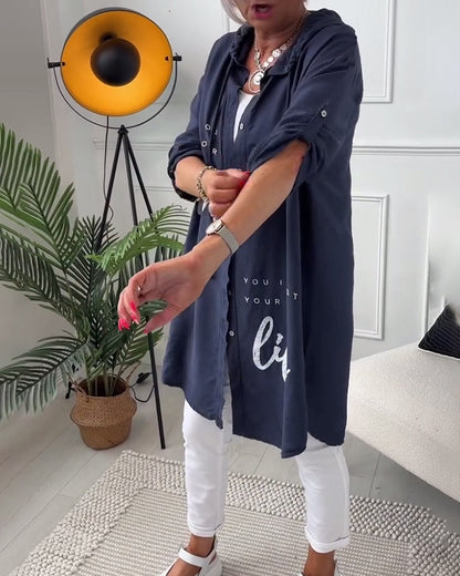 Softshell Jas met Kap Donkerblauw Love Life