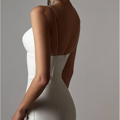 Vrouwelijke Bodycon Jurk met V-Hals en Spaghettibandjes voor Feesten en Bruiloften