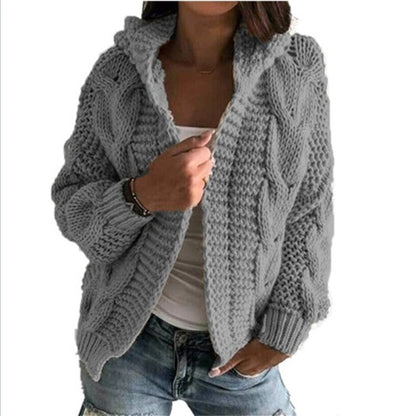 Dames Vest Capuchon Gebreid Kabeltrui Warm
