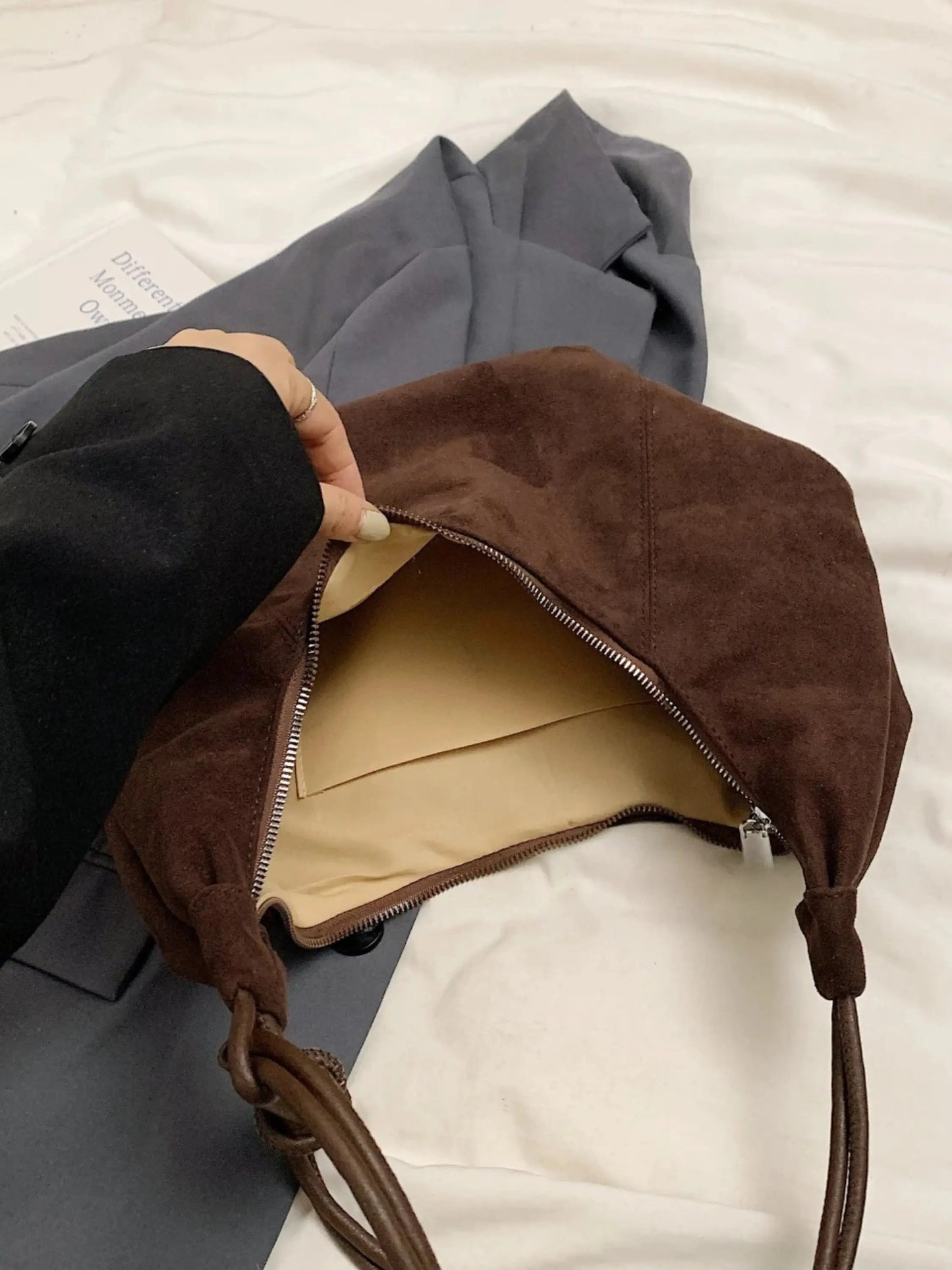 Suède Schouder tas Boho Stijl met Leuke Details