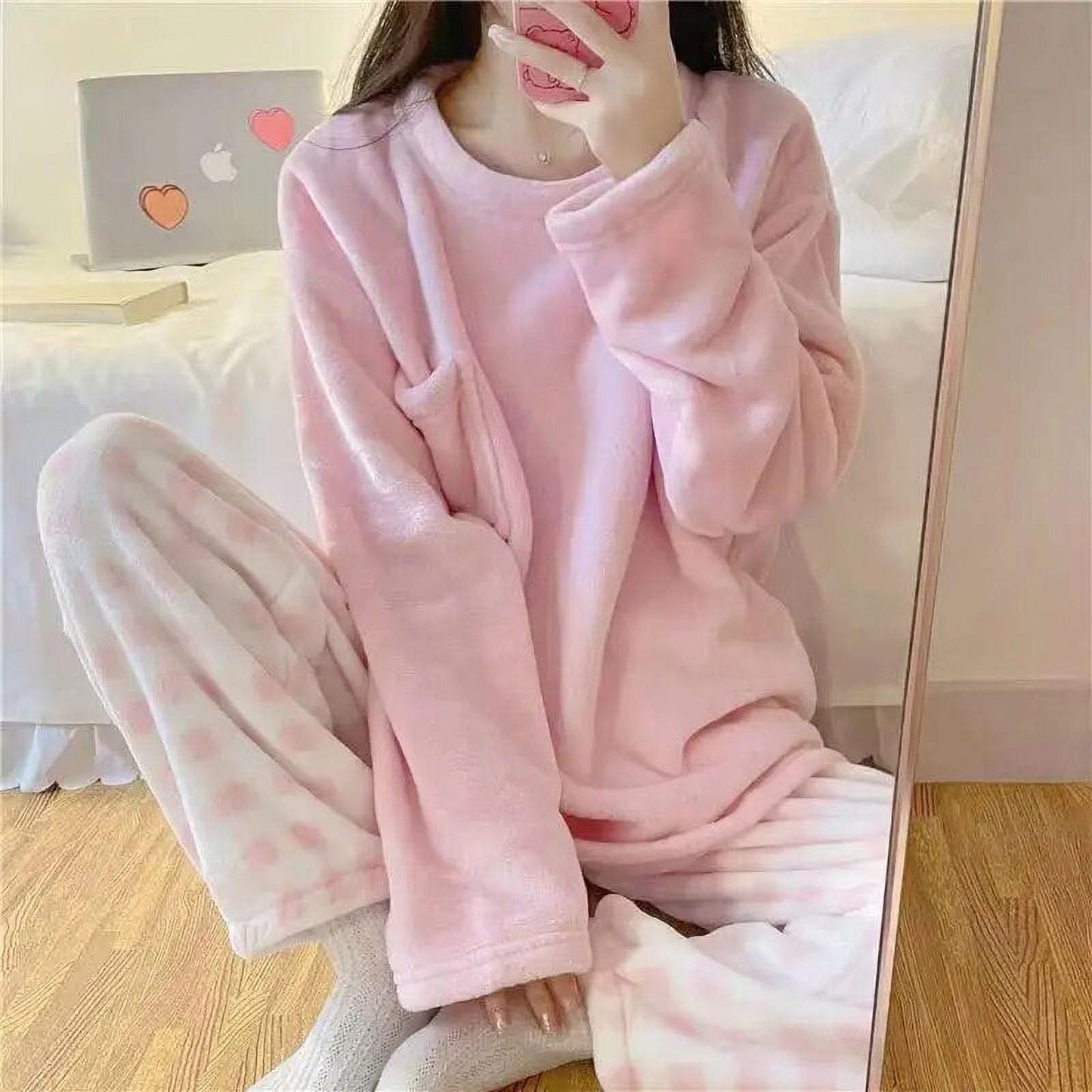 Dames Pyjama Set Zachte Fleece Nachtkleding Comfortabel