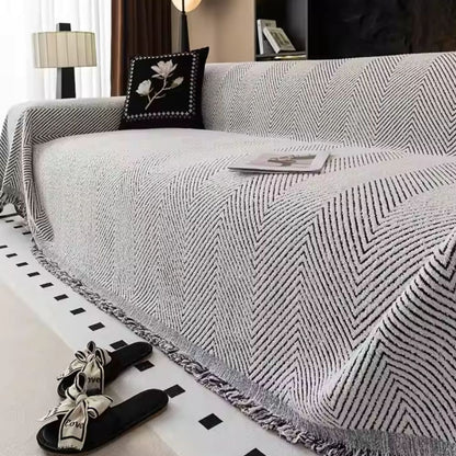Geweven Bankhoes met Herringbone Patroon – Beschermende Plaid voor Bank & Fauteuil
