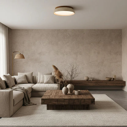 Depiara plafondlamp travertin hout LED 3000K beige plafondverlichting woonkamer slaapkamer hal badkamer modern minimalistisch